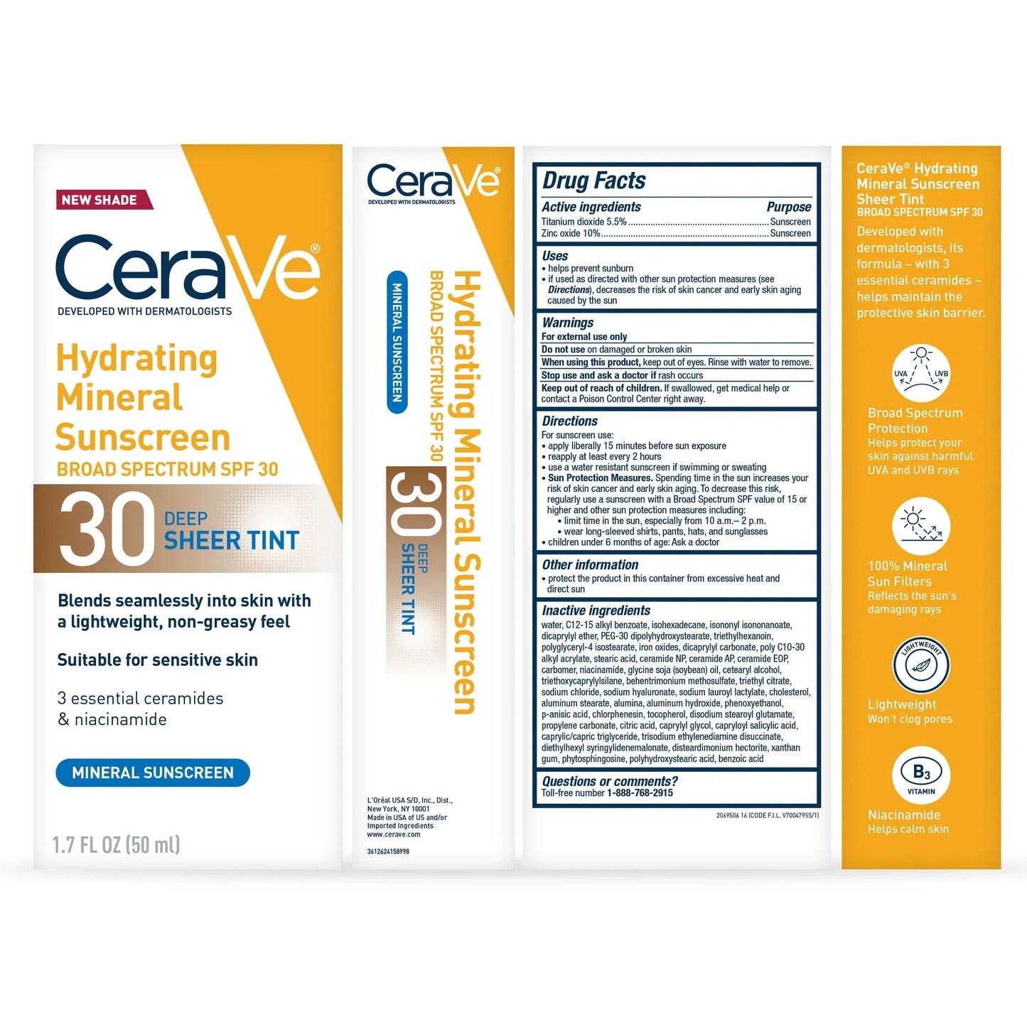 CeraVe Tinted Hydrating Mineral Sunscreen SPF 30 – Face Lotion, Sheer Tint - Exotic Pro