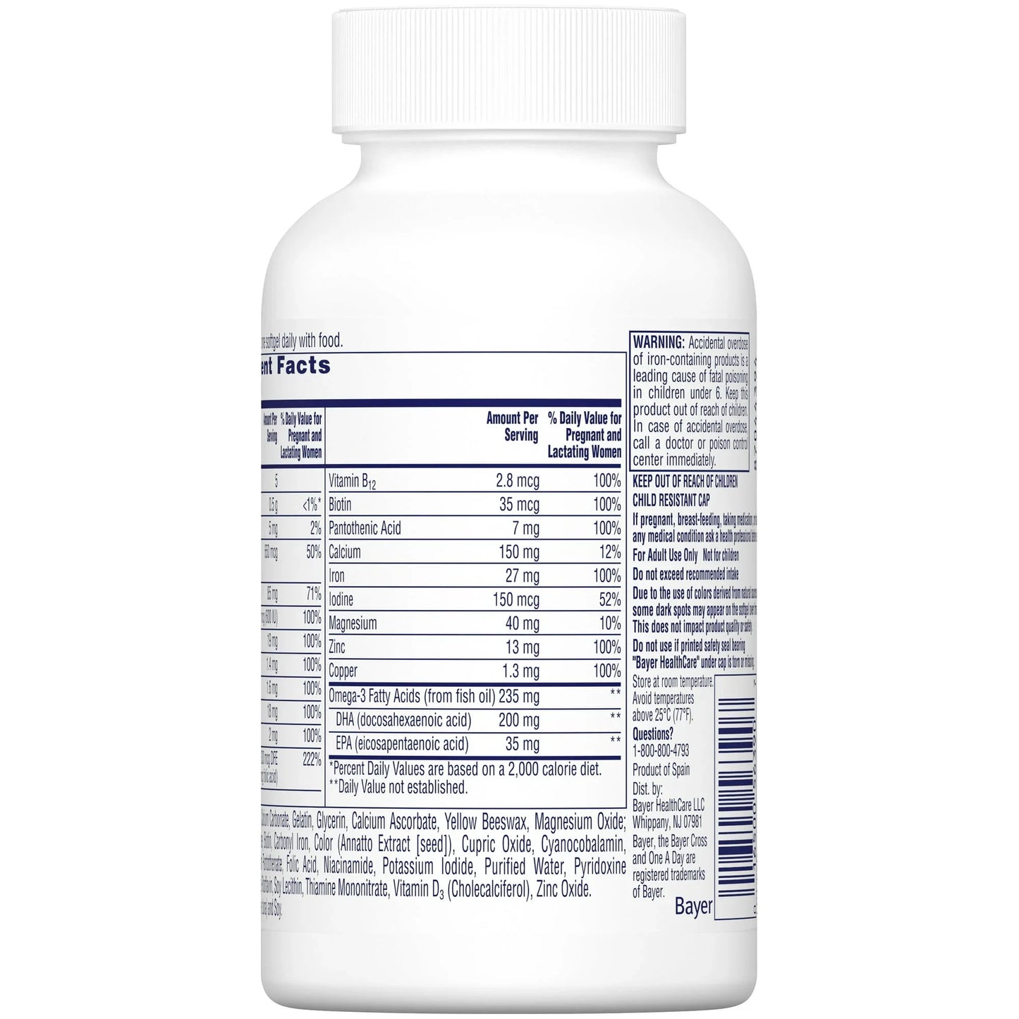 One A Day Women’s Prenatal – Multivitamin with Folic Acid & DHA, 30 Ct - Exotic Pro