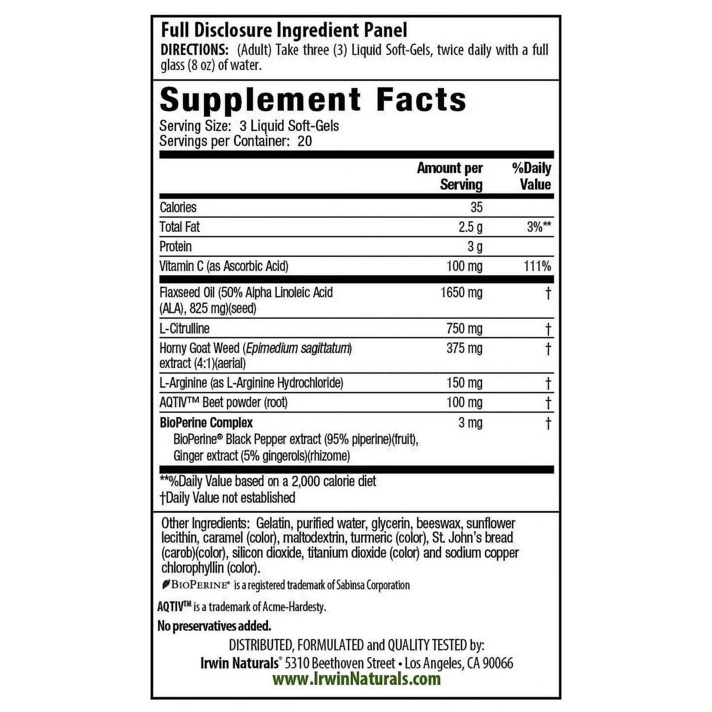 Irwin Naturals L-Citrulline + L-Arginine 60 Ct | Nitric Oxide & Circulation Support - Exotic Pro
