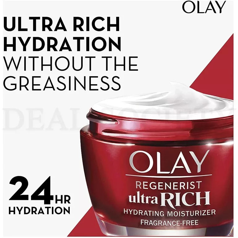 Olay Regenerist Ultra Rich Face Moisturizer, Fragrance-Free, Hydrates All Skin Dryness 1.7 Oz - Exotic Pro