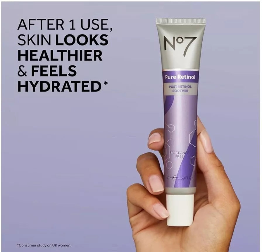 No7 Pure Retinol Post Retinol Soother with Niacinamide and Bisabolol, Fragrance Free, 1.69 oz - Exotic Pro