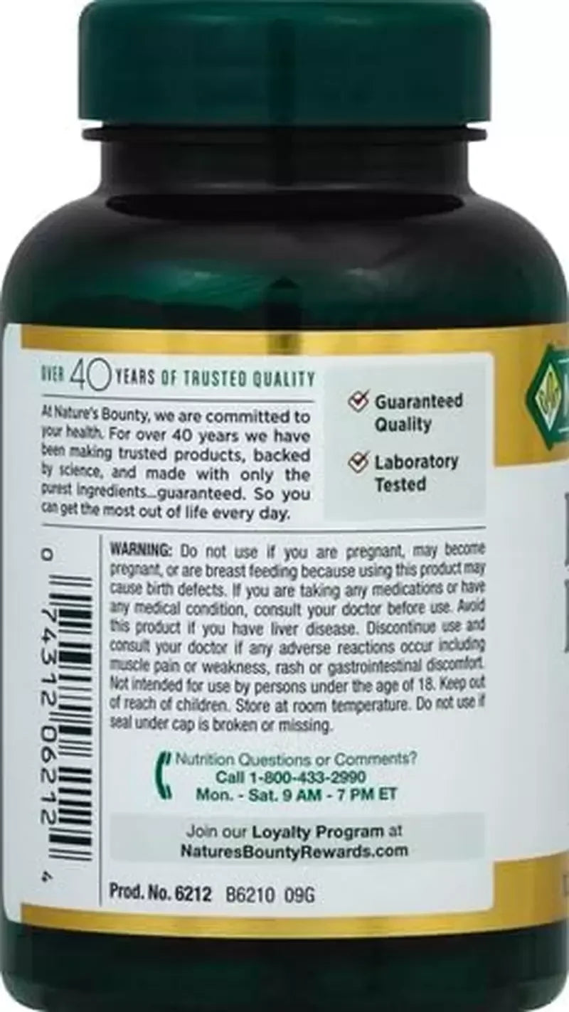 Nature's Bounty Red Yeast Rice – 600mg, 120 Ct | Heart & Cholesterol Support - Exotic Pro