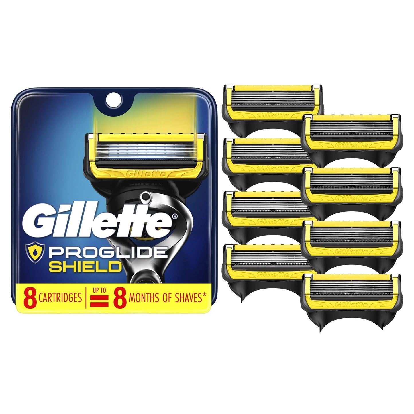 Gillette ProGlide Shield Men's Razor Blades, 8 Blade Refills - Exotic Pro