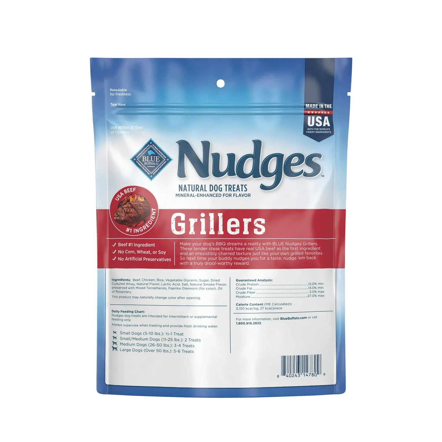Blue Buffalo Nudges Grillers Steak Dog Treats, Natural, 10-oz Bag - Exotic Pro