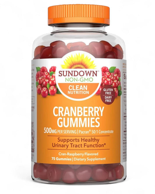 Sundown Cranberry Gummies Dietary Supplement - 500mg, Cran-Raspberry Flavored, 75 Count - Exotic Pro