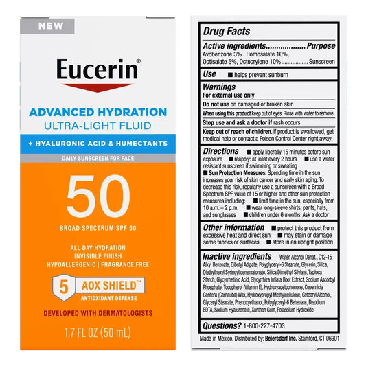 Eucerin Sun Advanced Hydration Face Lotion SPF 50 – 1.7 fl oz - Exotic Pro