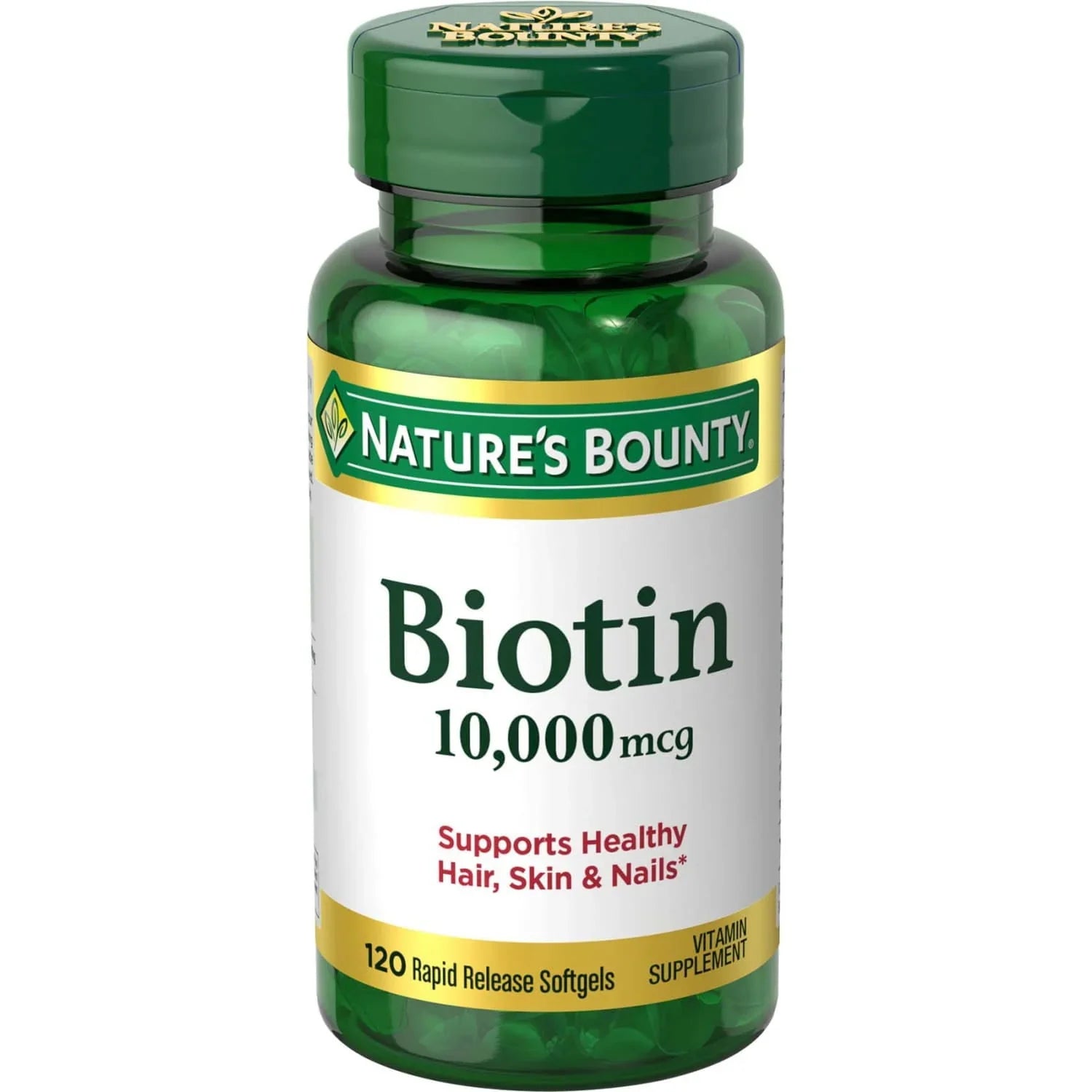 Nature’s Bounty Biotin Supplement, 10000mcg, 120 Rapid Release Softgels - Exotic Pro