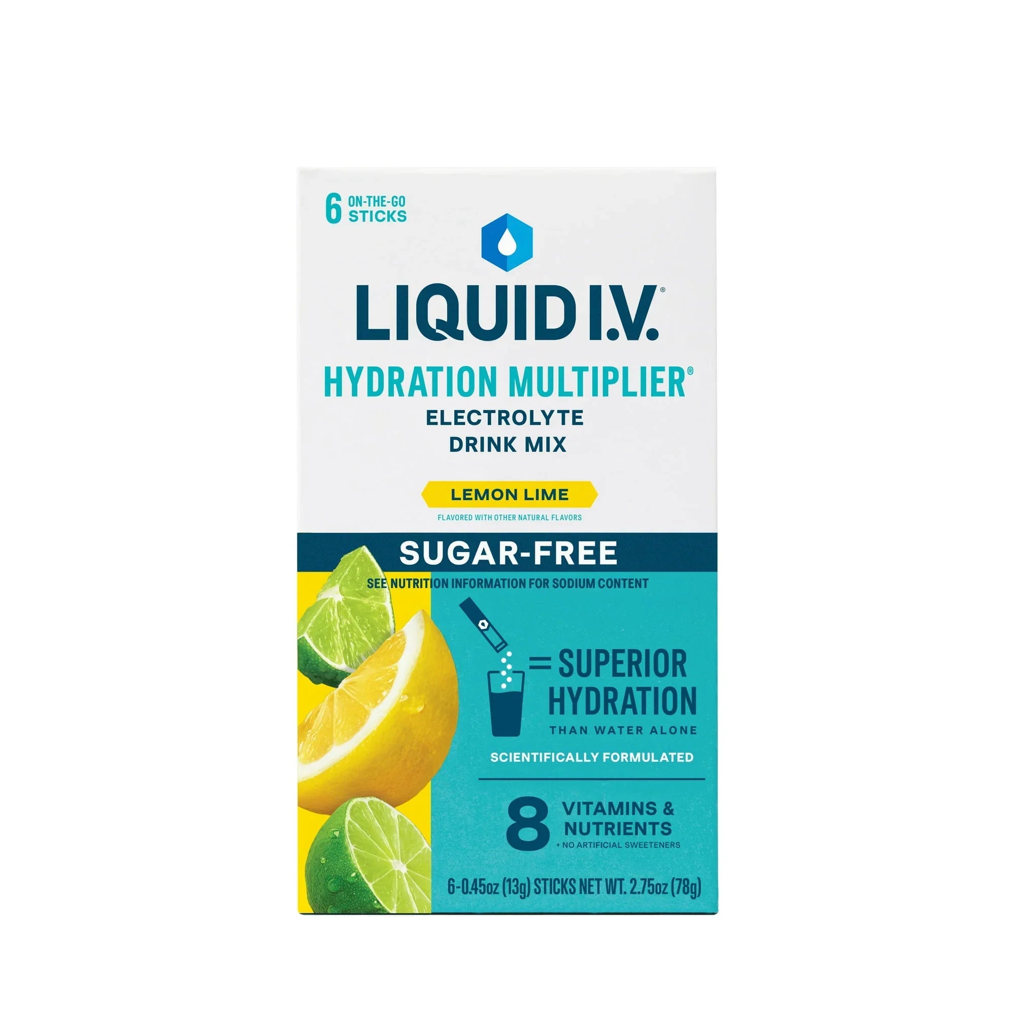 Liquid I.V. Sugar-Free Lemon Lime Hydration Multiplier Drink Mix | 6 Packets - Exotic Pro