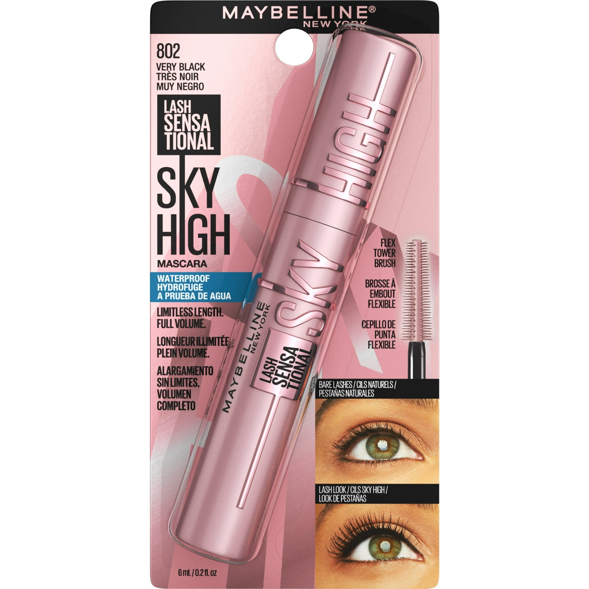 Maybelline Sky High Waterproof Mascara Very Black802 | 0.2 oz  Lash Sensational