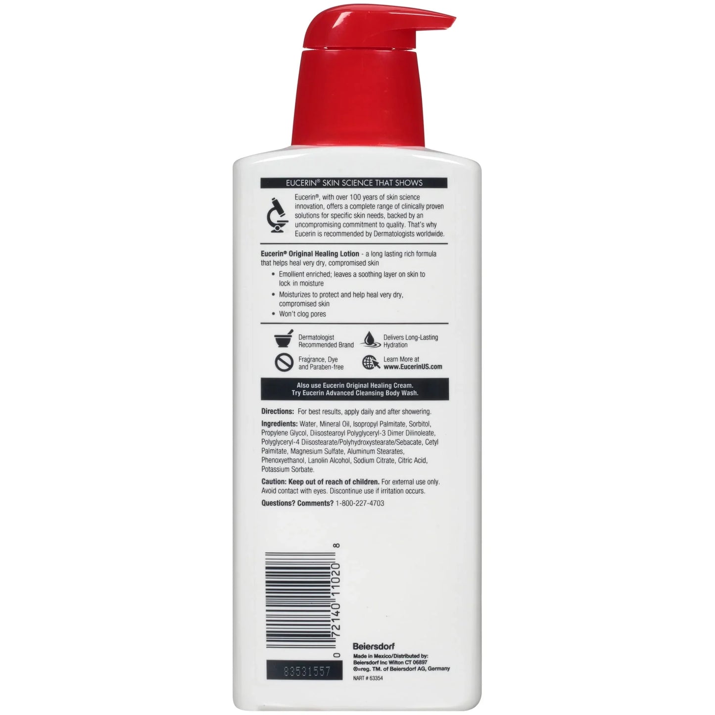 Eucerin Original Healing Body Lotion for Dry Skin, Fragrance-Free, 16.9 oz - Exotic Pro