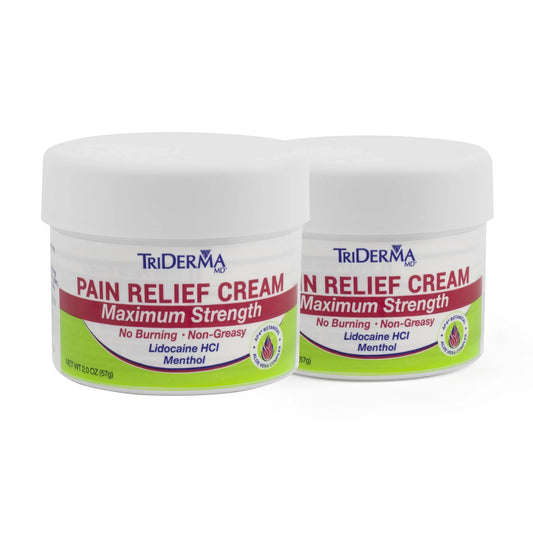 TriDerma Pain Relief Cream, Maximum Strength Topical Cream, Non-Greasy, 2 Pack - Exotic Pro