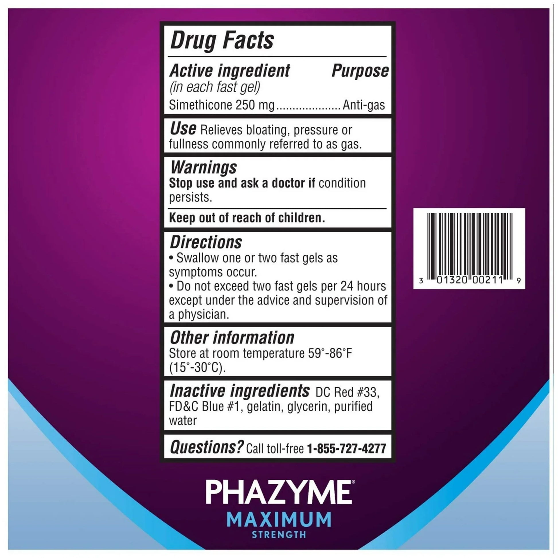 Phazyme Maximum Strength Gas Relief – 250mg, 12 Softgels | Fast Bloating Relief - Exotic Pro