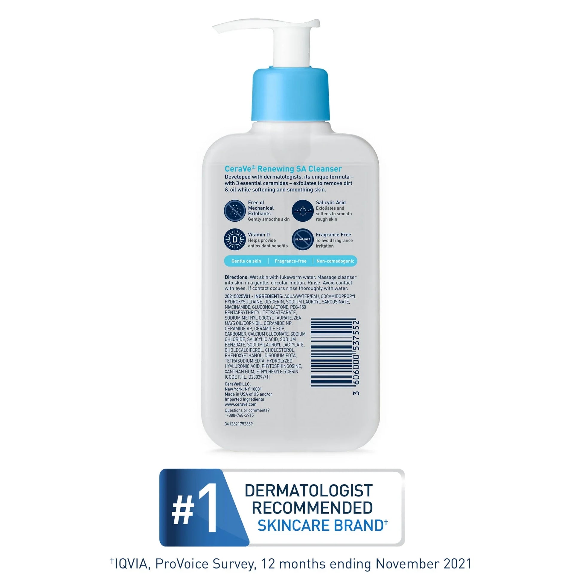 CeraVe Renewing SA Cleanser with Salicylic Acid, 16 fl oz Face Wash - Exotic Pro