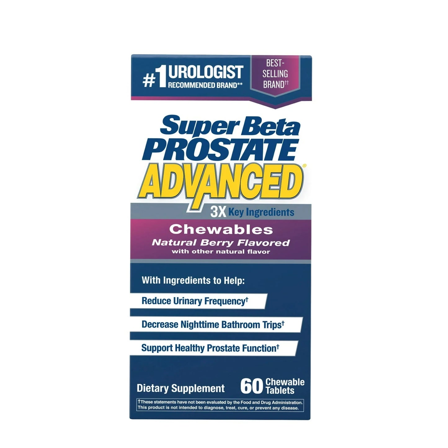 Super Beta Prostate Advanced 60 Ct | Men’s Chewable Supplement with Berry Flavor - Exotic Pro