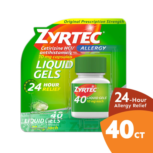 Zyrtec 24 Hour Allergy Relief Antihistamine Liquid Gels, 40 ct - Exotic Pro
