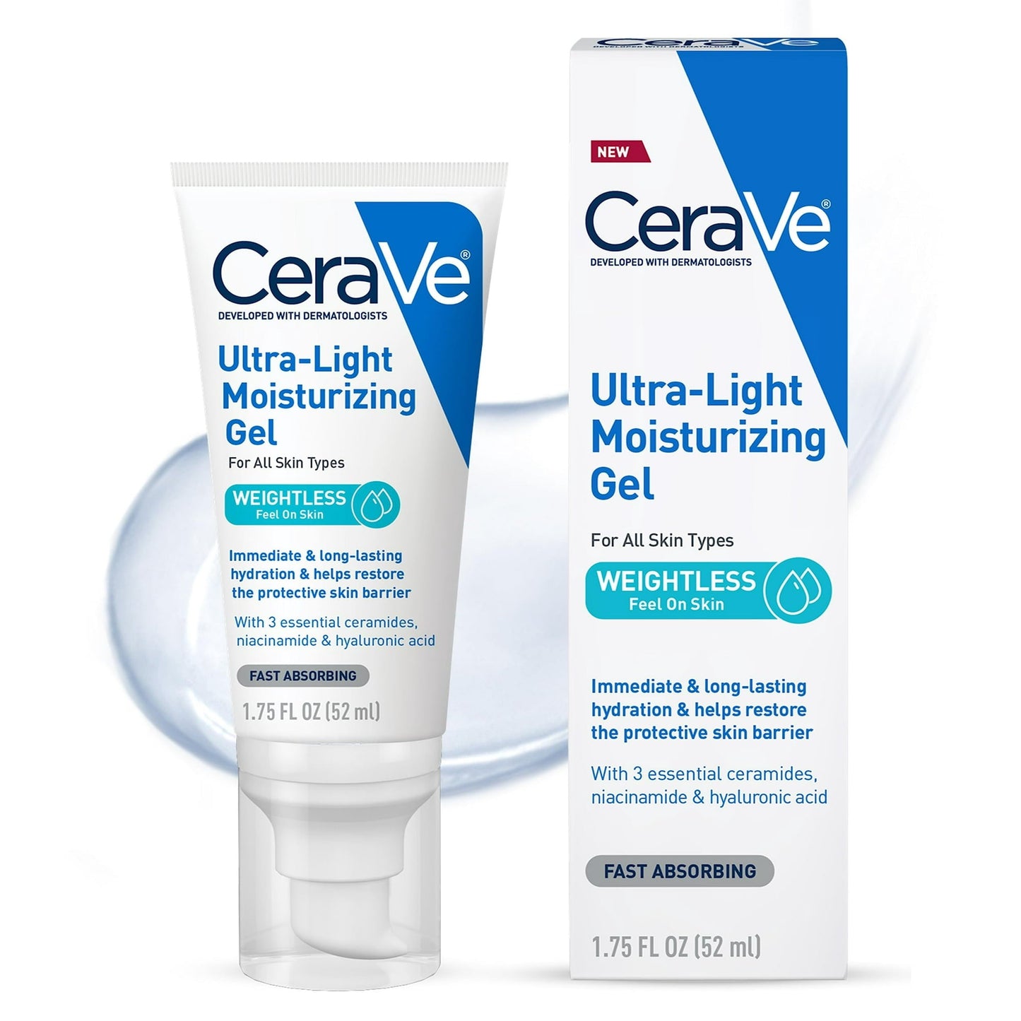 CeraVe Ultra-Light Gel Moisturizer Hyaluronic Acid Niacinamide 1.75 fl oz - Exotic Pro