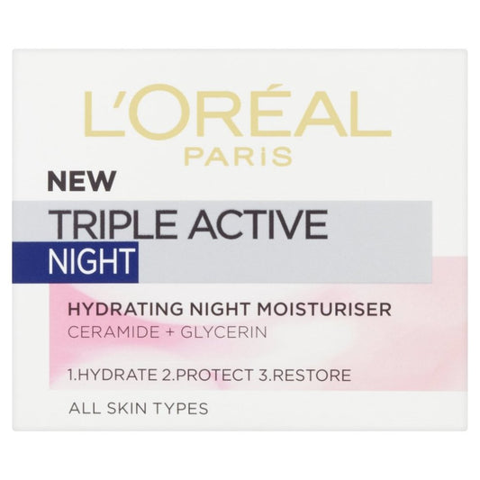 L'Oréal Triple Active Night Moisturizing Cream for All Skin Types, 50ml