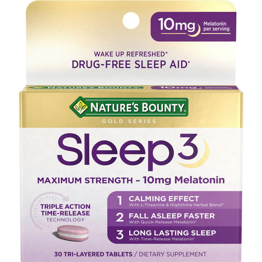 NATURE'S BOUNTY Sleep 3 TRIPLE ACTION Time Release Sleep Aid 15 TABS Per Box