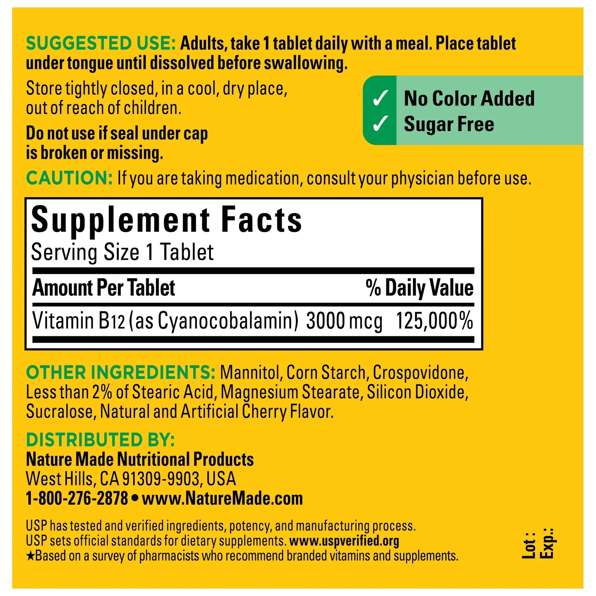 Nature Made B12 3000 mcg – Sugar-Free Sublingual Fast Dissolve, 40 Tablets - Exotic Pro
