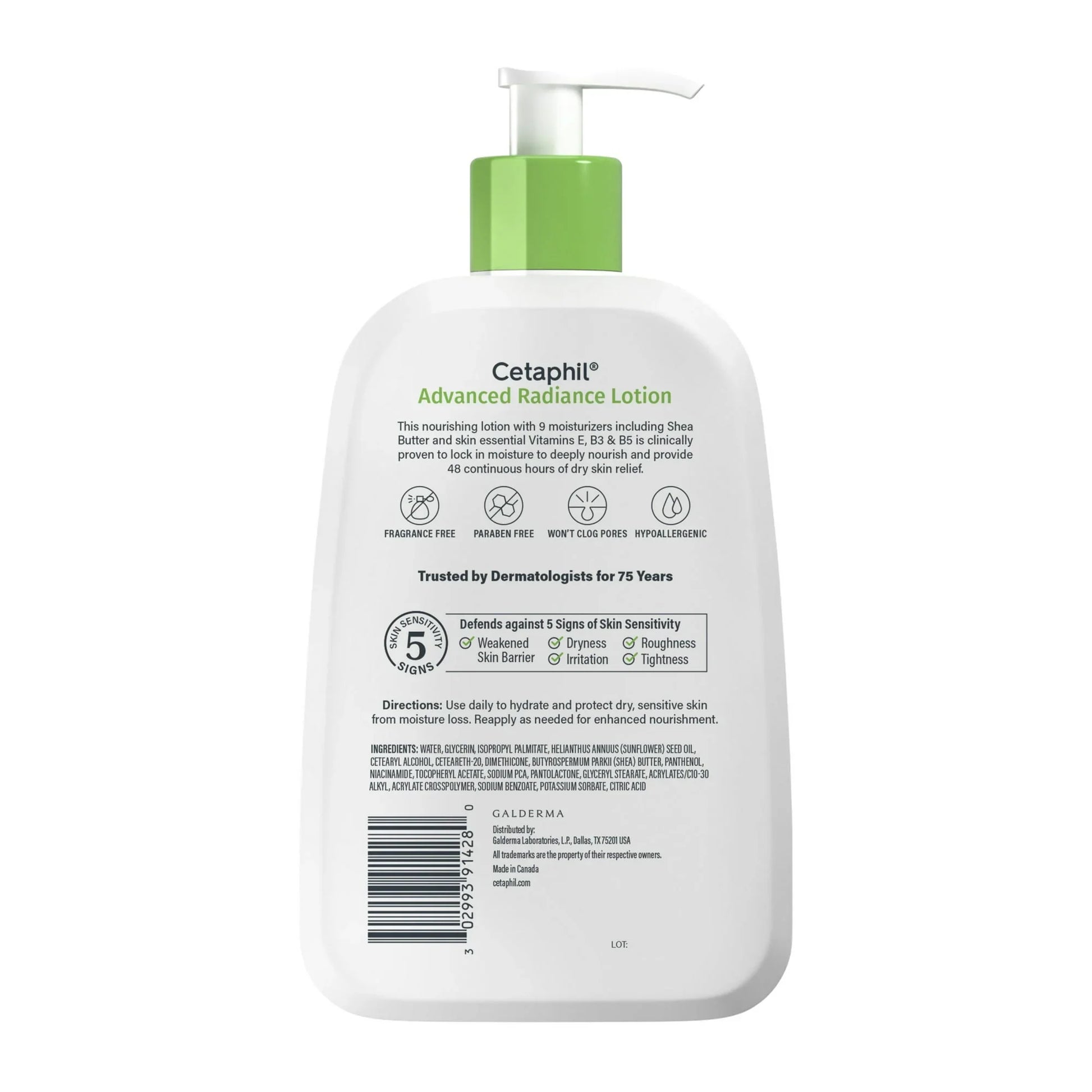 Cetaphil Advanced Radiance Shea Butter Lotion for Dry Skin, Unscented, 16 oz - Exotic Pro