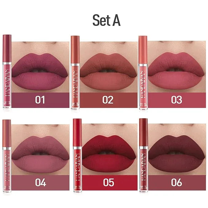 Handaiyan Matte Autumn Winter Set Liquid Lipstick - 6x2.5ml - 6 Pack - Exotic Pro