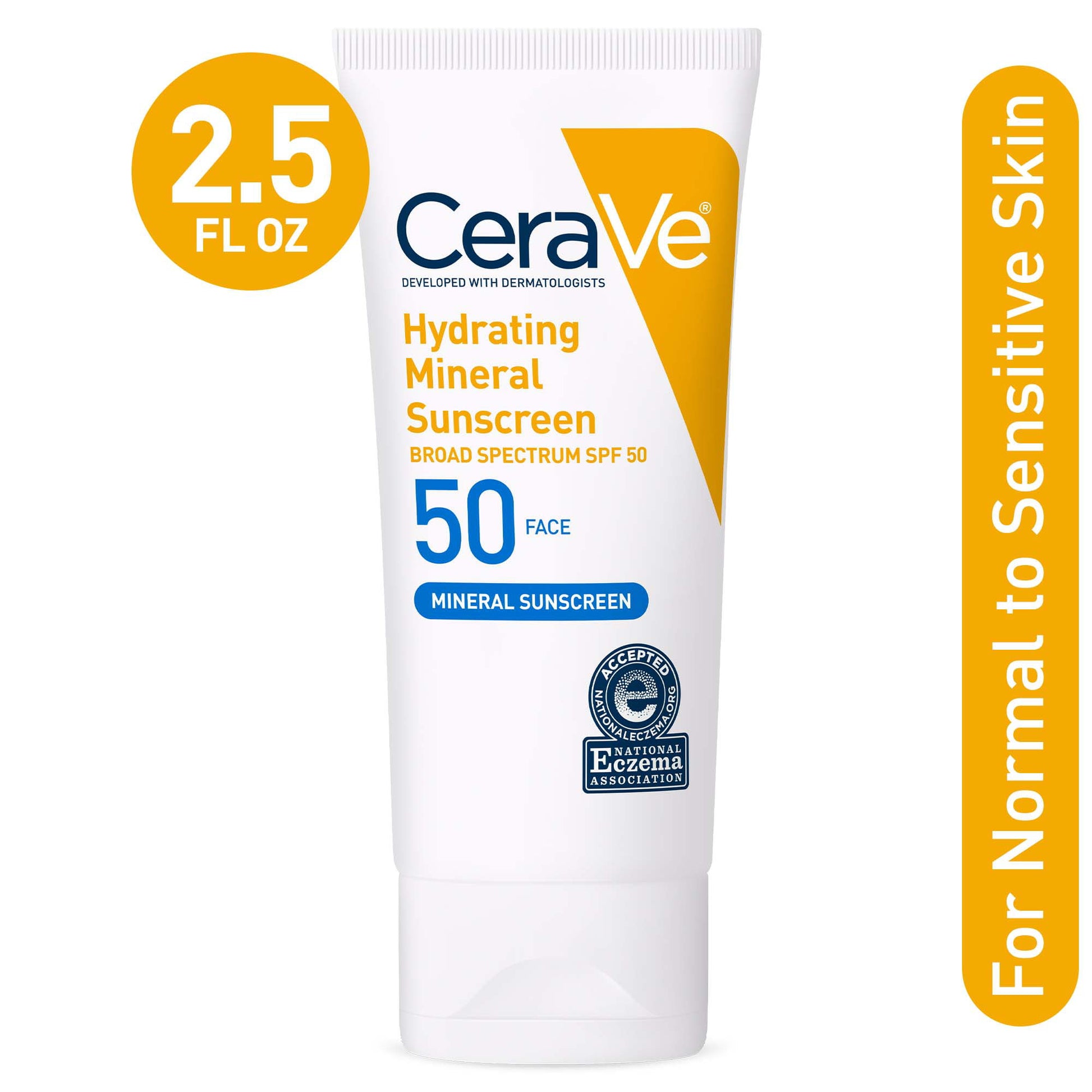 CeraVe Hydrating Face Sunscreen SPF 50, Lightweight Mineral Sunscreen, 2.5 fl oz - Exotic Pro