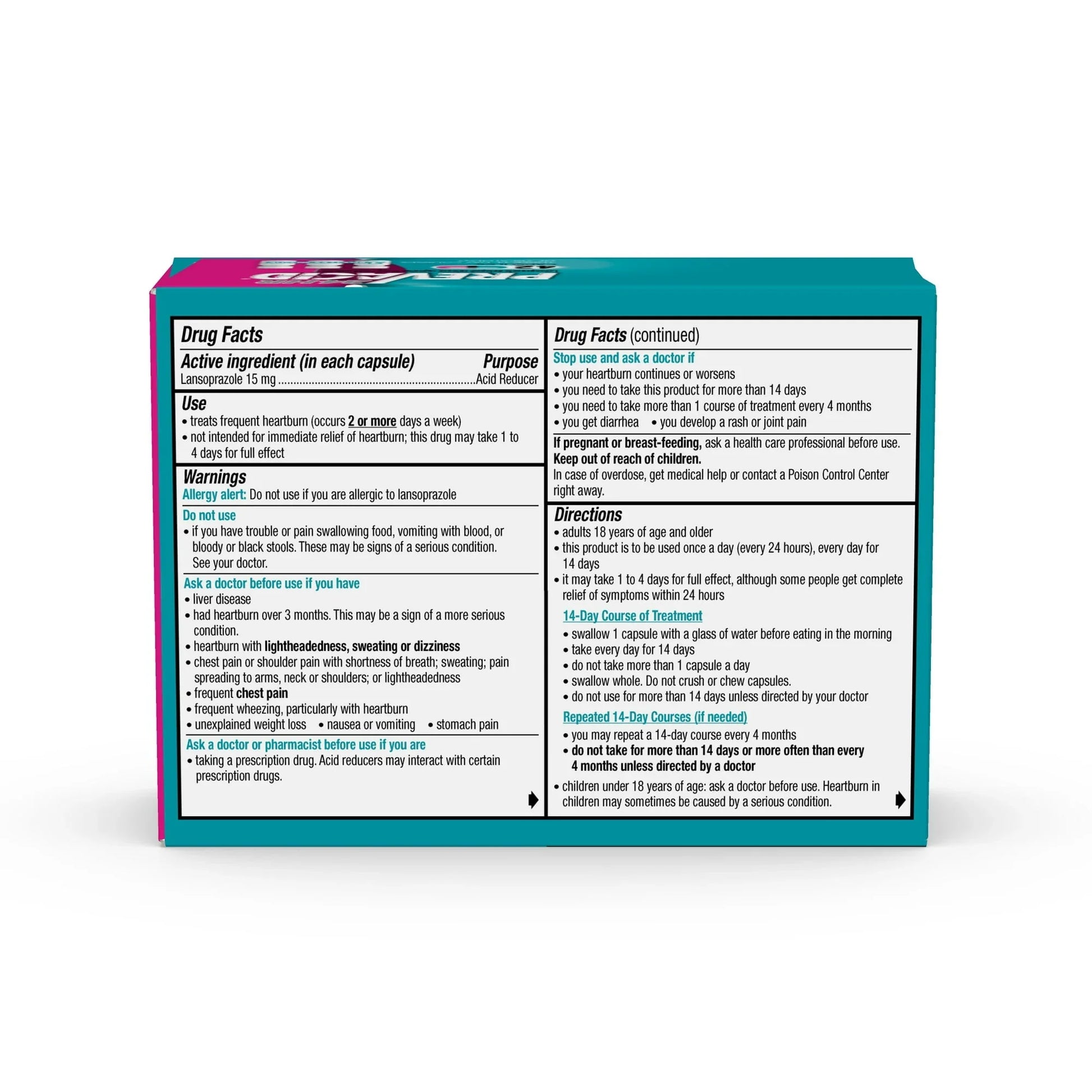 Prevacid 24HR Lansoprazole 15mg Acid Reducer – 42 Ct, Heartburn Relief - Exotic Pro