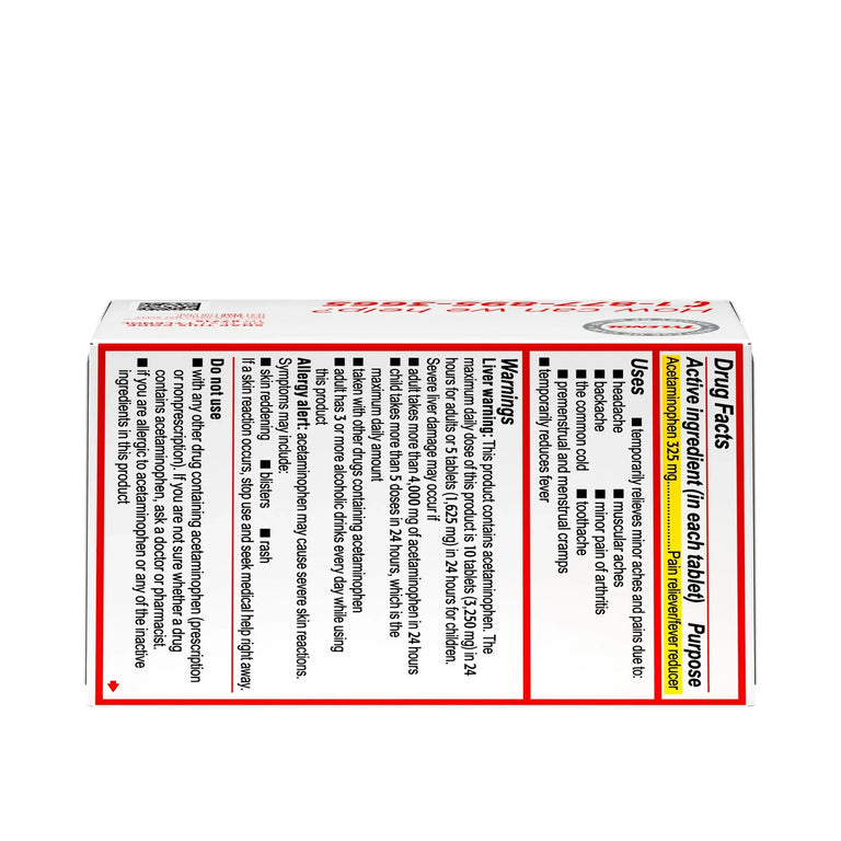 Tylenol Regular Strength 325mg Acetaminophen Tablets – 100 Count