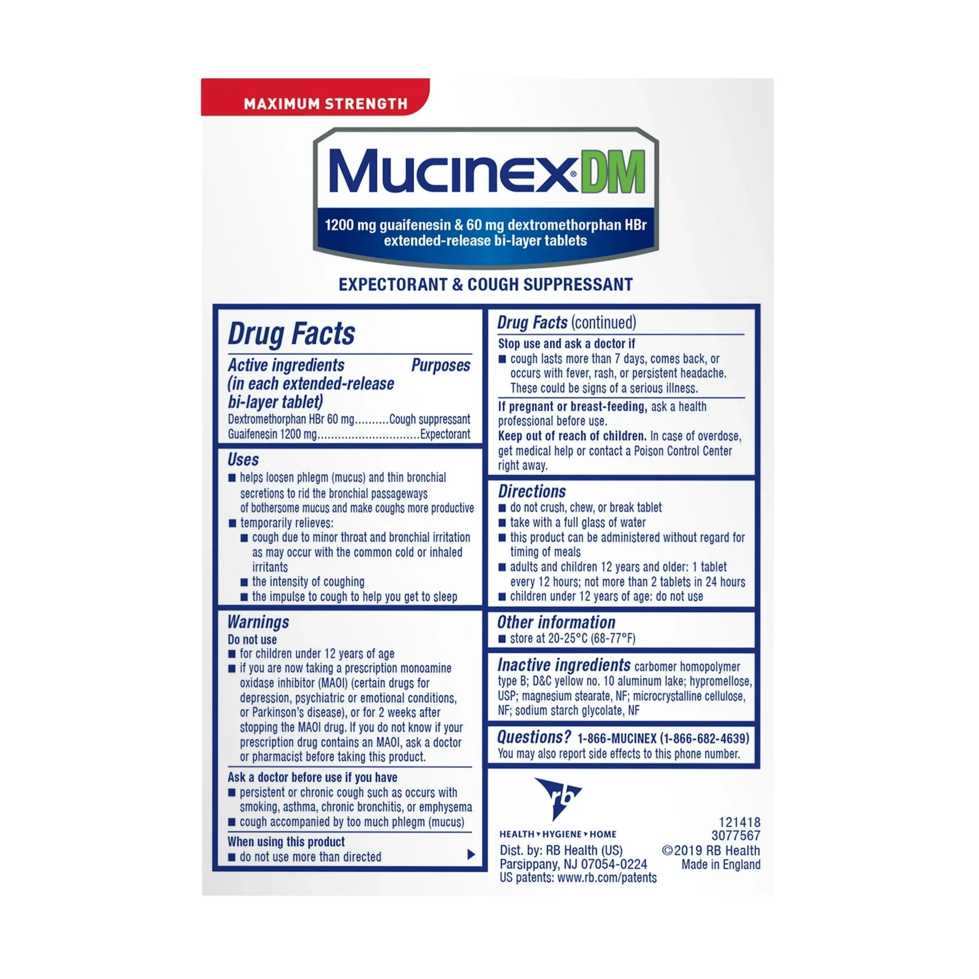Mucinex DM Max Strength 12 Hour Cough & Mucus Relief Tablets, 14 Ct - Exotic Pro
