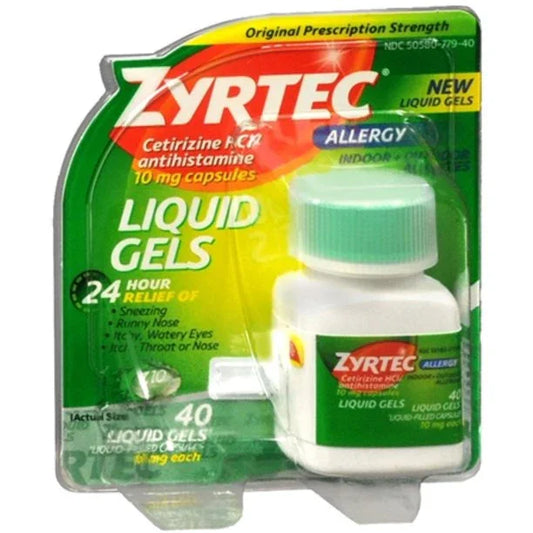 Zyrtec 24 Hour Allergy Relief Antihistamine Liquid Gels, 40 ct (Pack of 2) - Exotic Pro