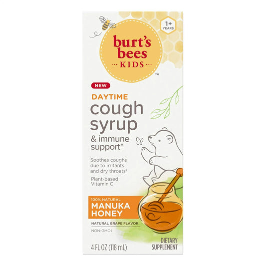 Burt's Bees Kids Daytime Cough Syrup and Immune Support, Natural Grape Flavor, Dietary Supplement, 4 fl oz. - Exotic Pro