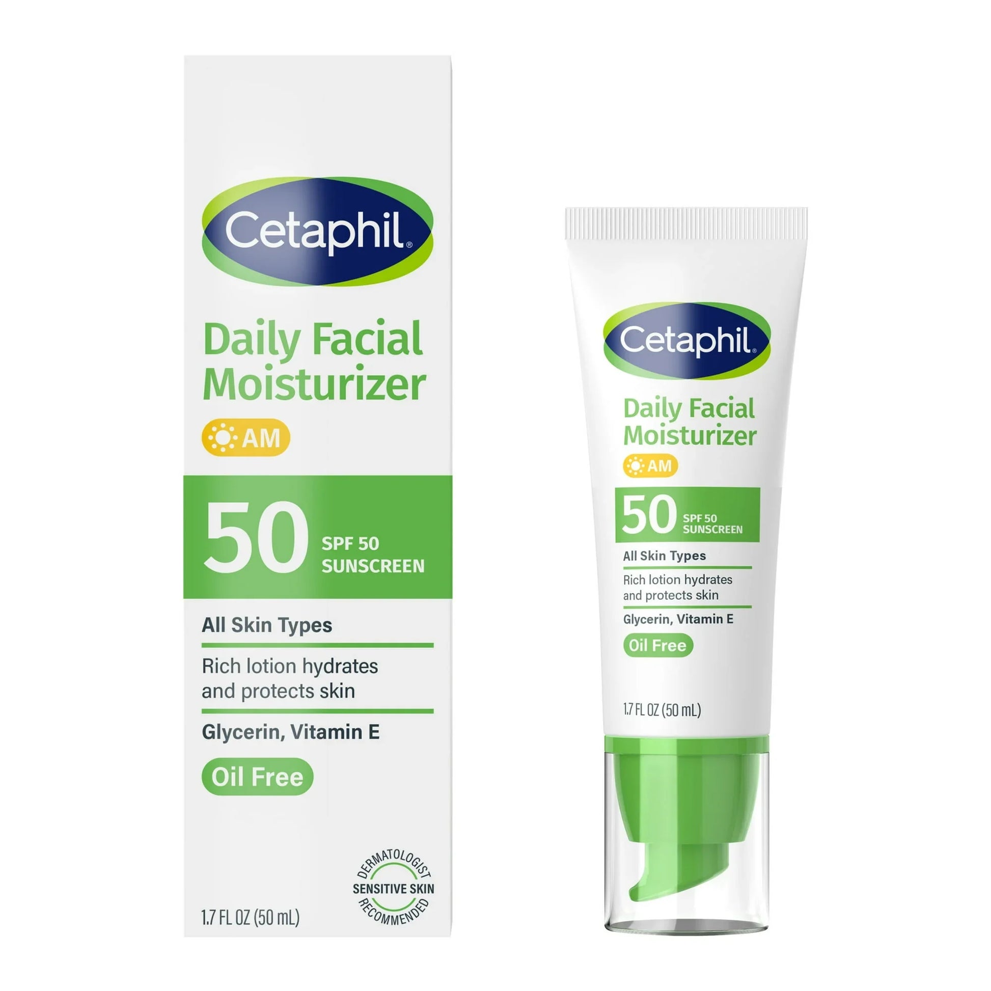Cetaphil Daily Facial Moisturizer with SPF50, Fragrance Free, 1.7 oz - Exotic Pro