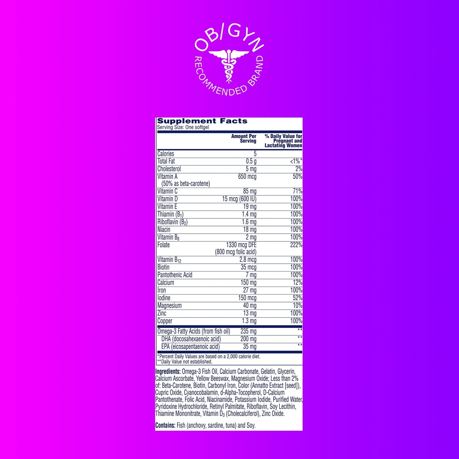 One A Day Women’s Prenatal – Multivitamin with Folic Acid & DHA, 30 Ct - Exotic Pro