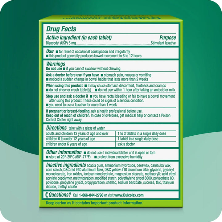 Dulcolax Laxative Tablets 10 Ct | Gentle Overnight Relief with Bisacodyl 5mg - Exotic Pro