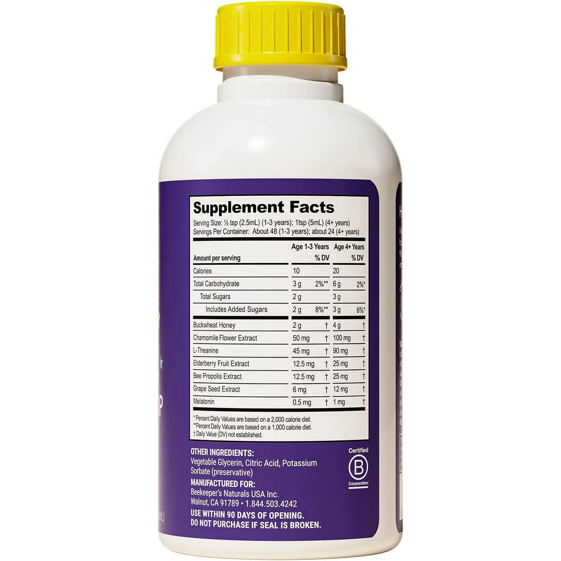 Beekeeper's Naturals Kids Honey Cough Syrup 4oz Nighttime Soothing Support - Exotic Pro