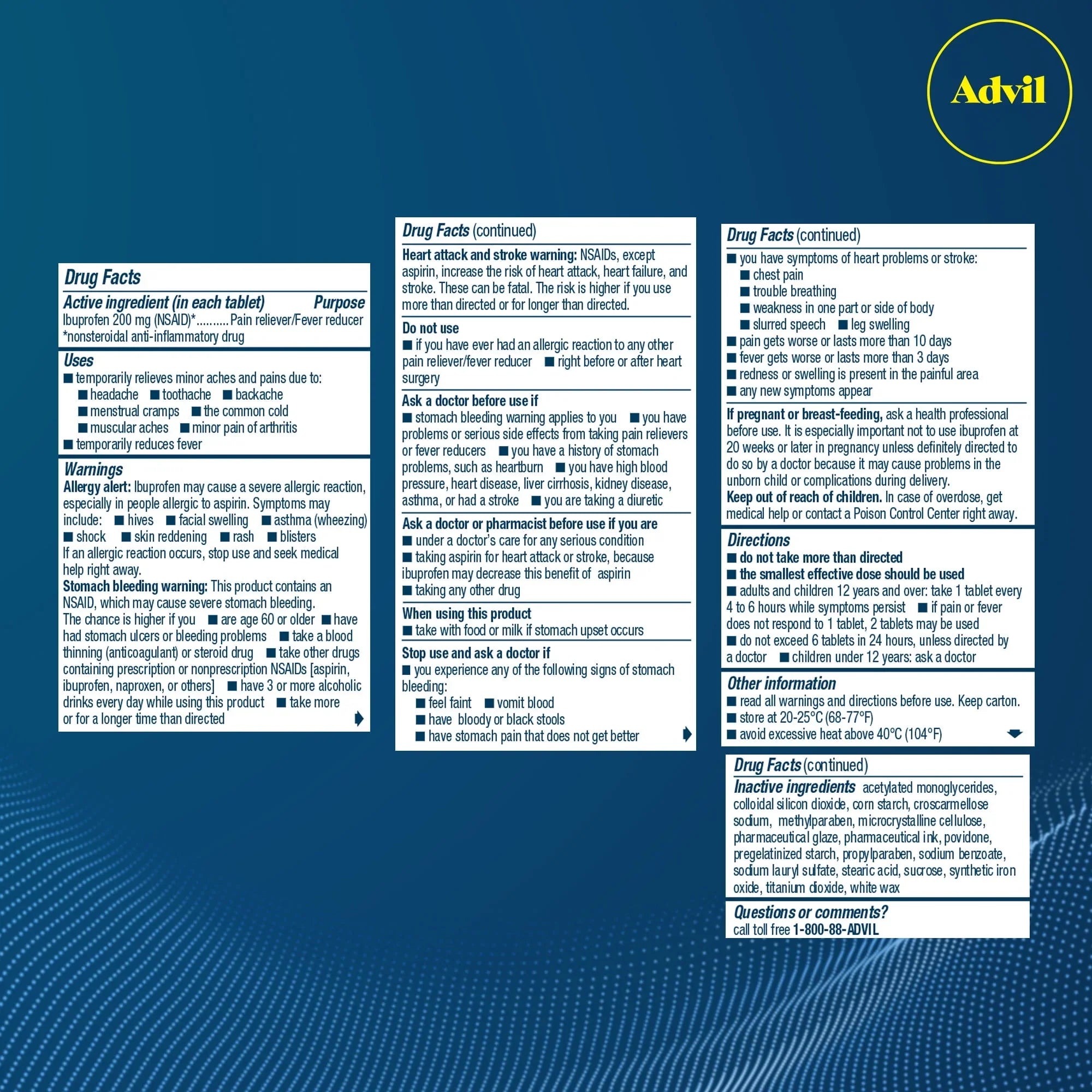 Advil Tablets – 200mg Ibuprofen Pain Reliever & Fever Reducer, 50 Ct - Exotic Pro