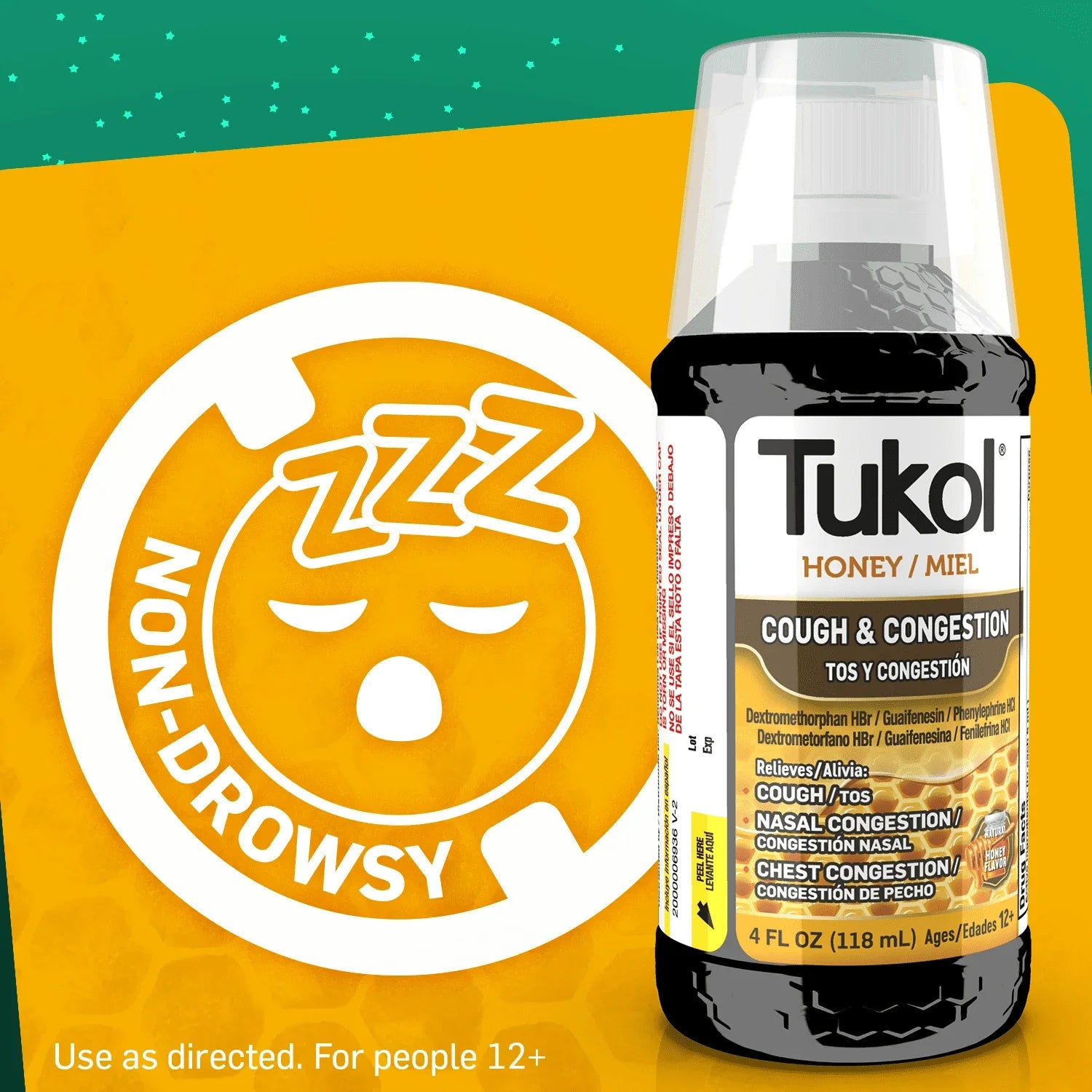 Tukol X-Pecto Honey Cold Syrup, Multi-Symptom OTC Relief, 4 fl oz - Exotic Pro