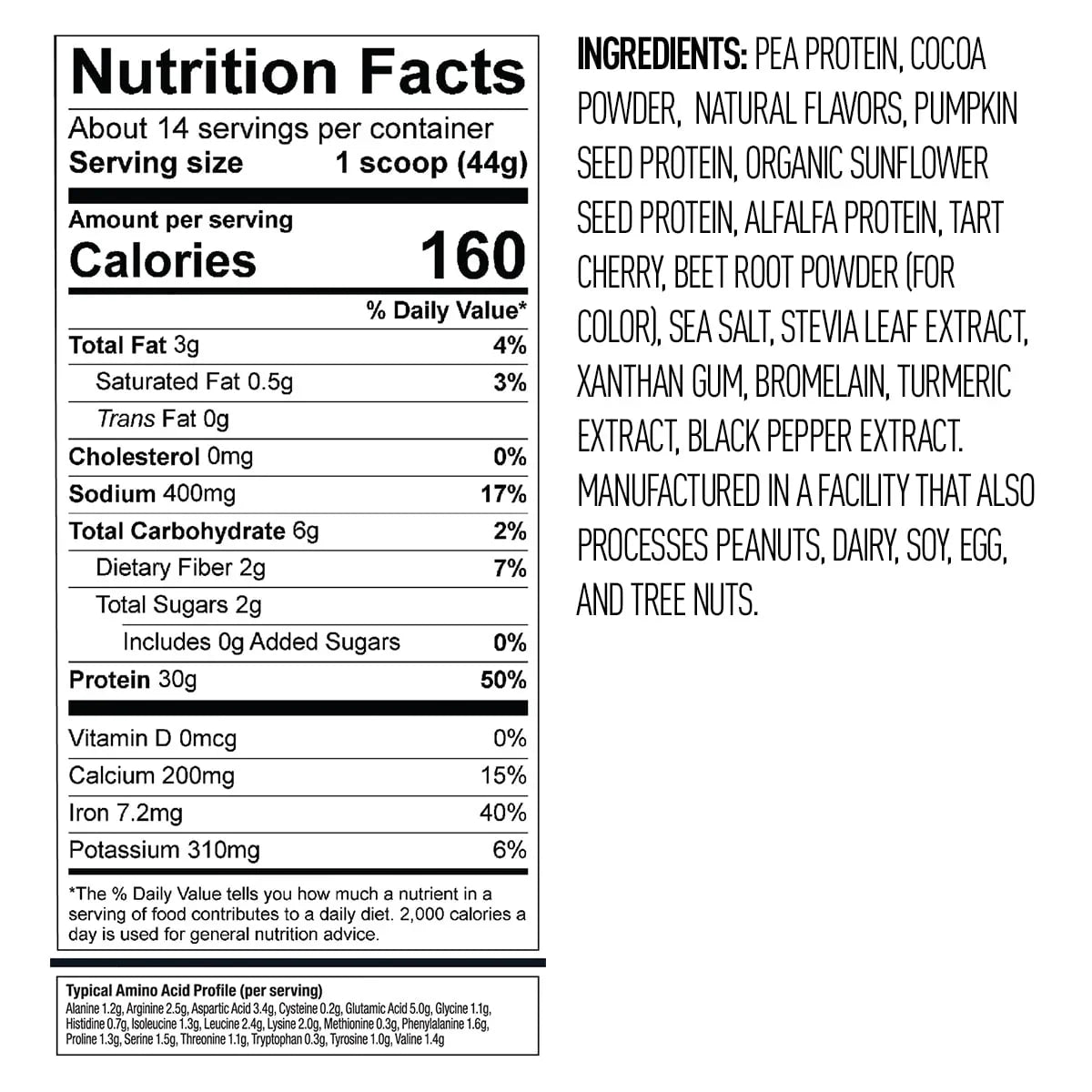 Vega Sport Plant-Based Protein Powder, Chocolate – 30g, 1.3 lb (21.7 oz) - Exotic Pro