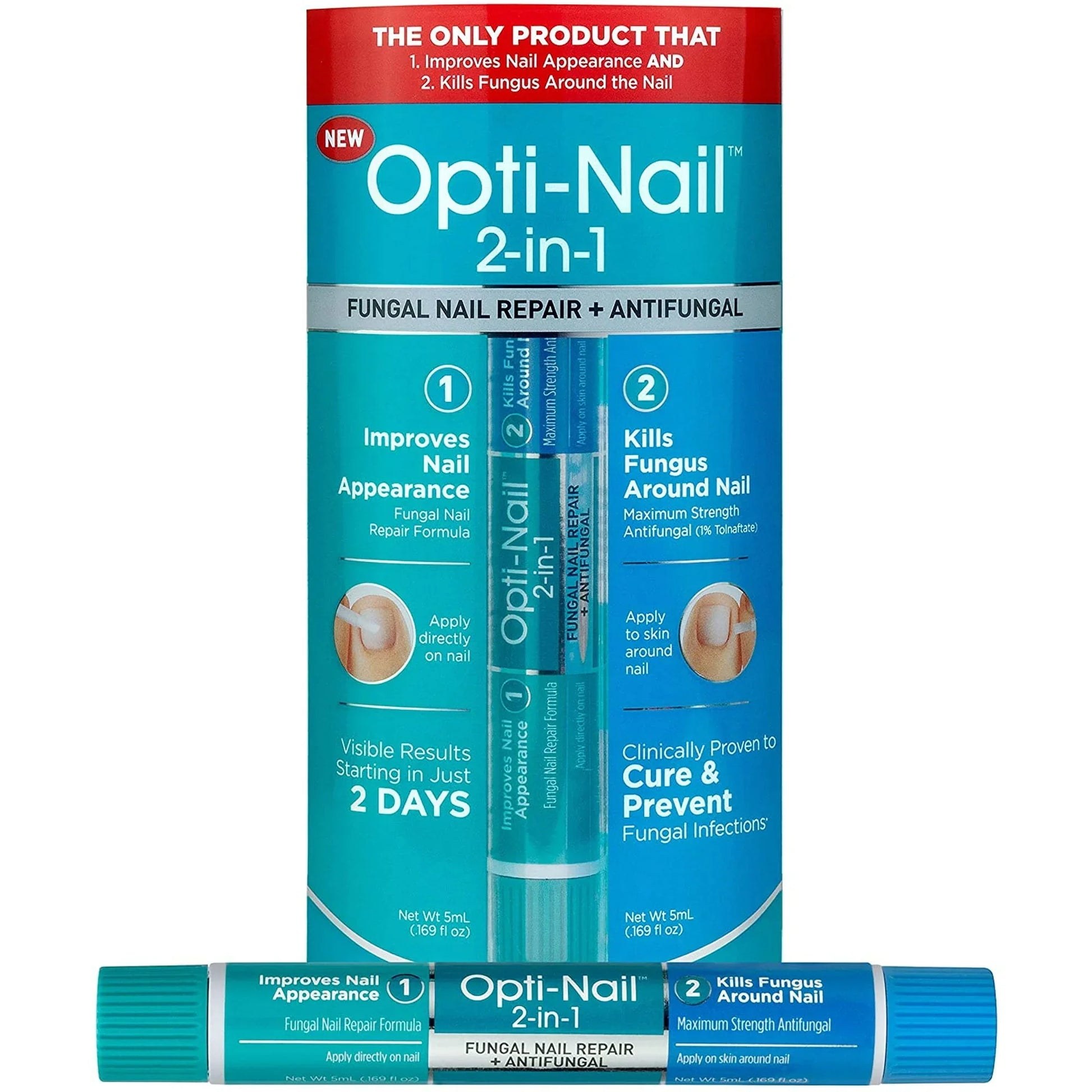 Opti-Nail 2-in-1 Antifungal Nail Repair Pen Kills Fungus & Improves Nail Appearance, Tolnaftate 1% - Exotic Pro