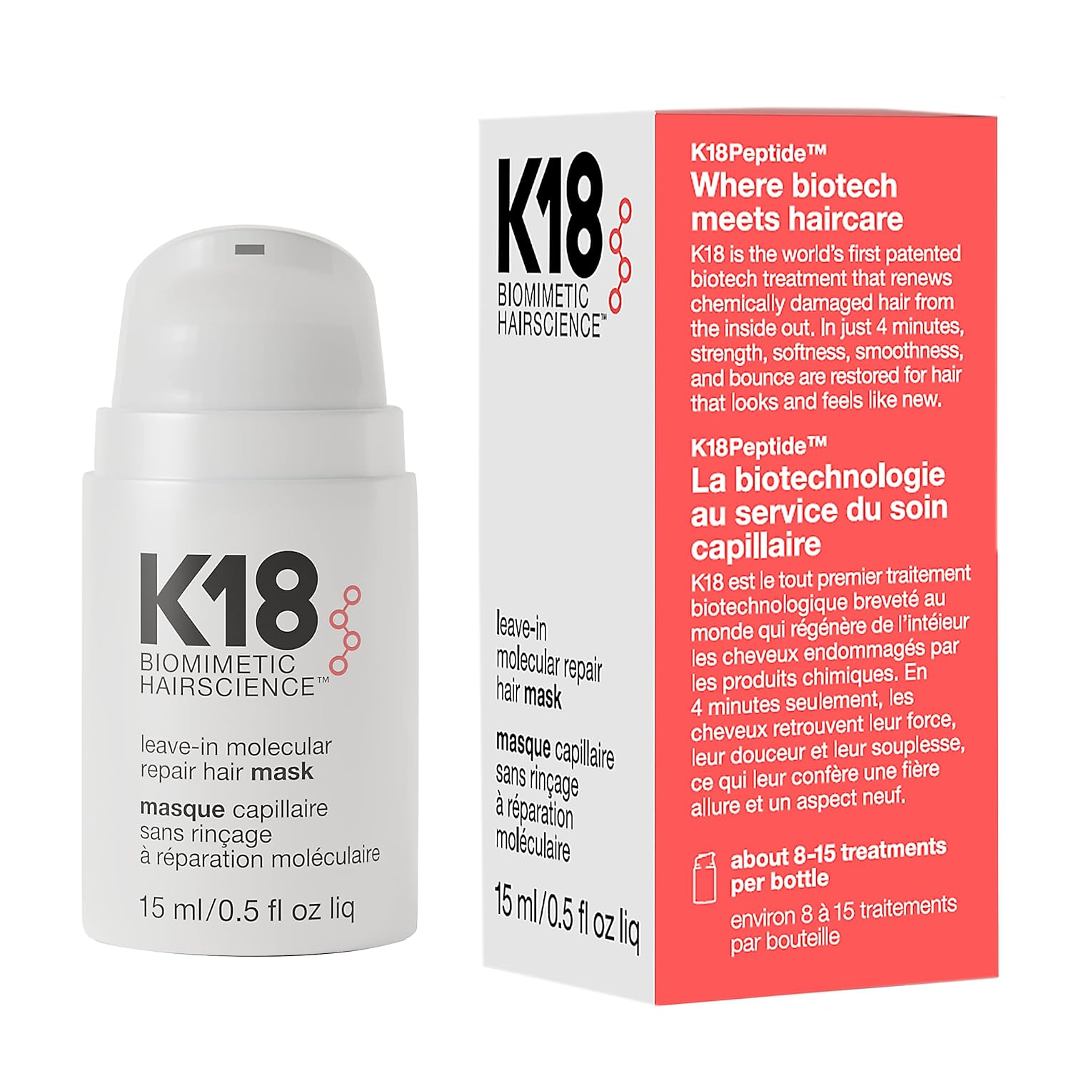 K18 Leave-In Molecular Repair Hair Mask – Mini 0.5 oz