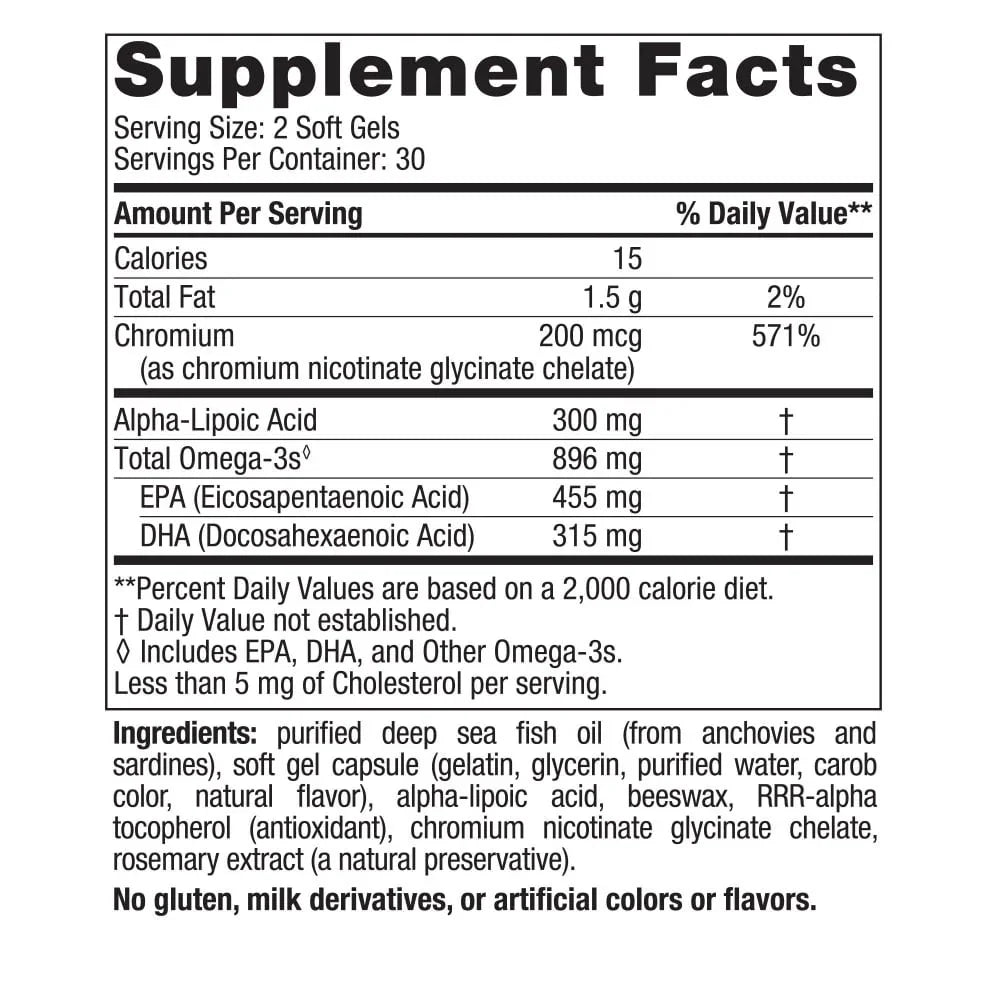 Nordic Naturals Omega Blood Sugar Softgels Lemon Flavor Non-GMO - 60 Ct - Exotic Pro