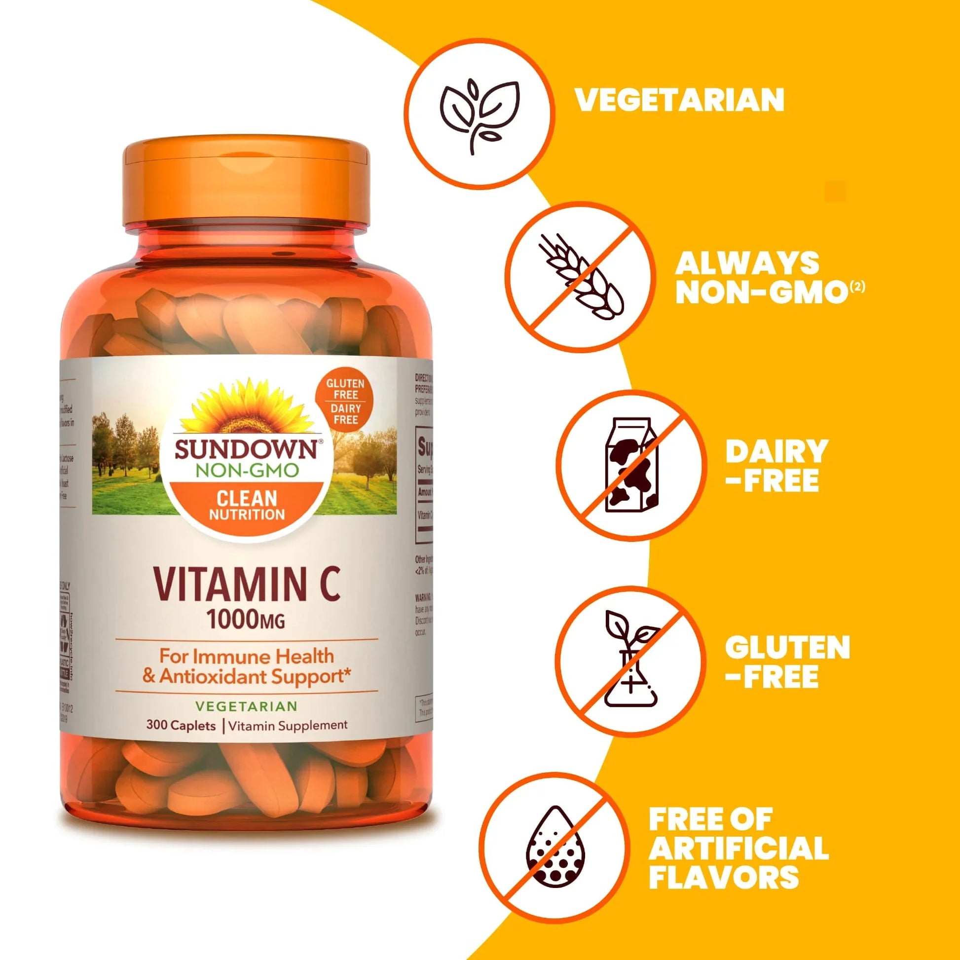 Sundown Naturals Vitamin C Supplement – 300 Capsules, Immune Support - Exotic Pro