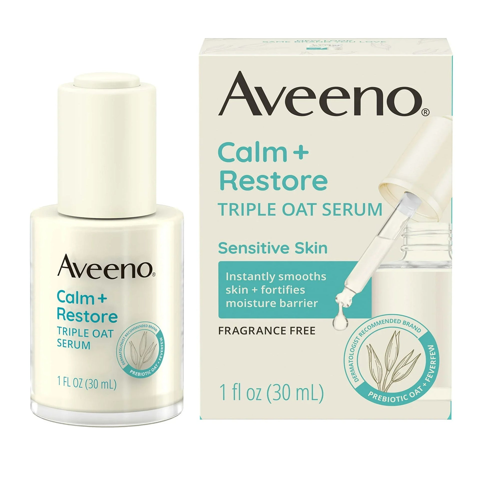 Aveeno Calm + Restore Triple Oat Hydrating Face Serum for Sensitive Skin - 1 fl oz - Exotic Pro