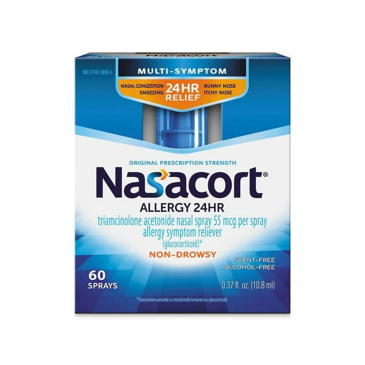 Nasacort 24-Hour Non-Drowsy Allergy Nasal Spray, 60 Sprays, 0.37 fl oz - Exotic Pro