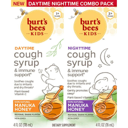 Burt's Bees Kids Cough Syrup and Immune Support Combo Pack, Natural Grape Flavor, 8 fl oz. - Exotic Pro