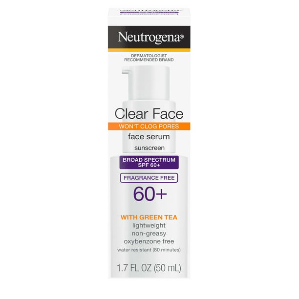 Neutrogena Clear Face SPF 60 Serum Sunscreen with Green Tea – 1.7 fl oz - Exotic Pro