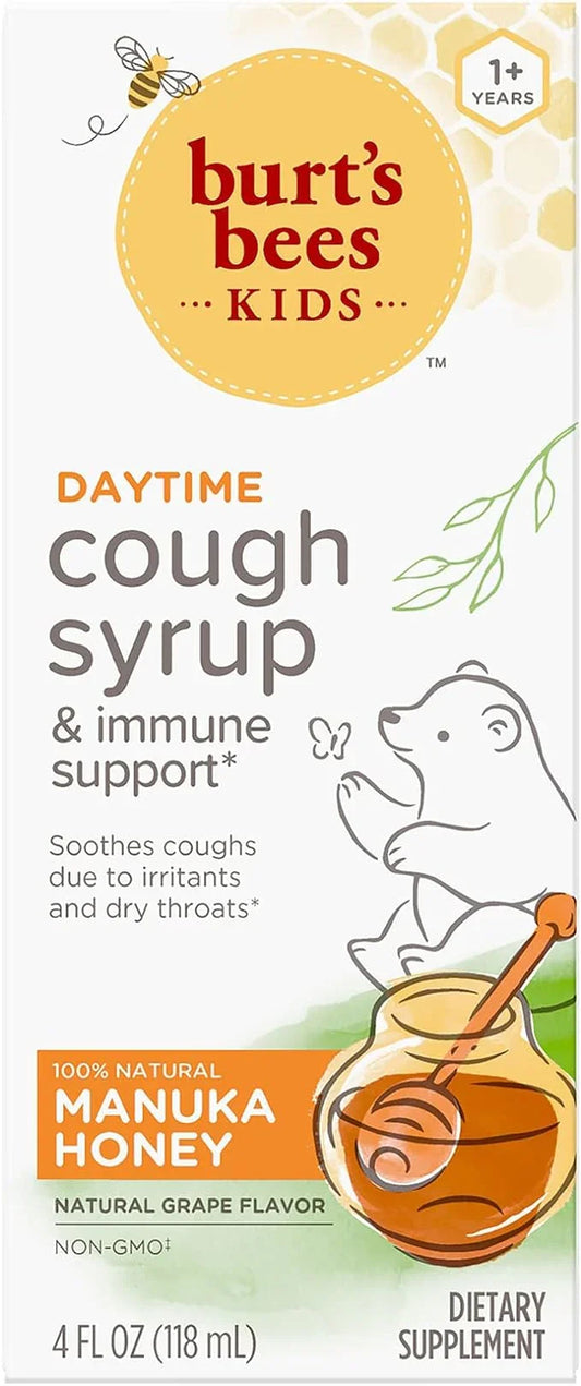Burt's Bees Kids Daytime Cough Syrup and Immune Support, Natural Grape Flavor - 4 Fl Oz - Exotic Pro