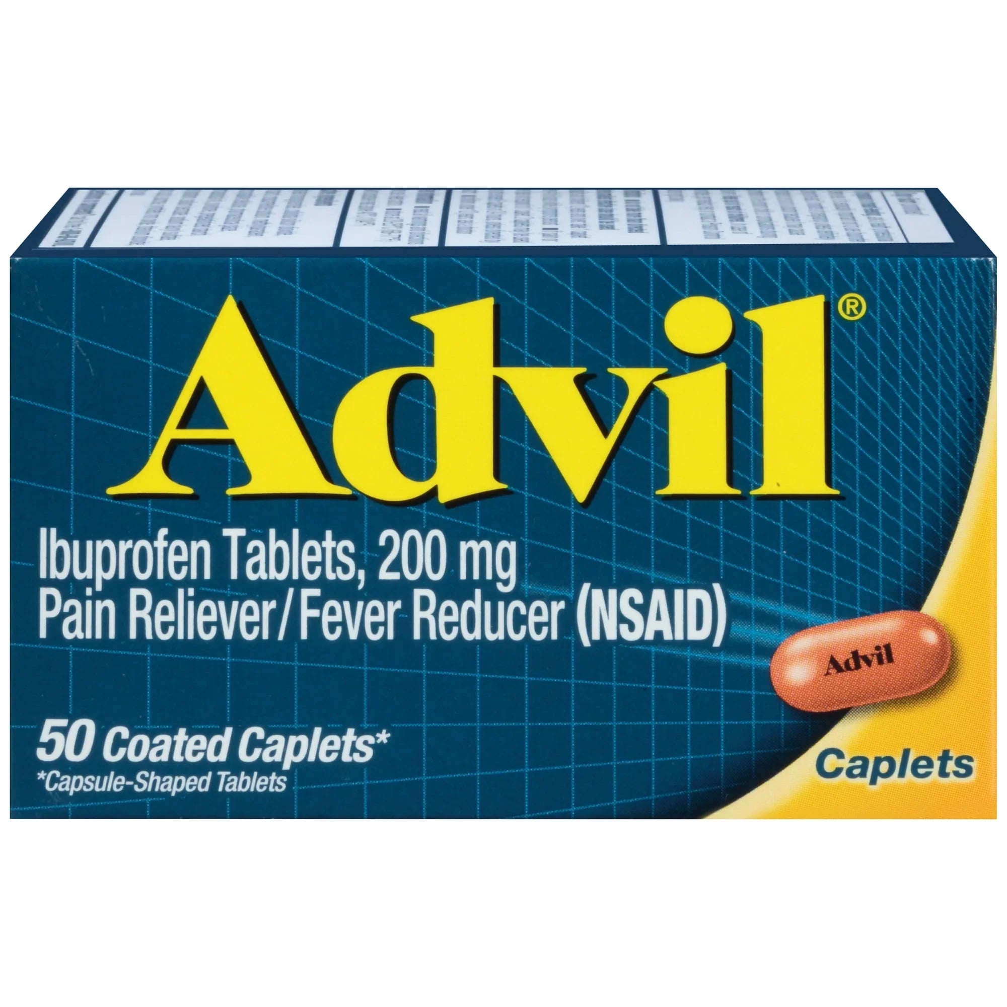 Advil Caplets – 200mg Ibuprofen Pain & Fever Relief, Fast-Acting, 50 Ct - Exotic Pro
