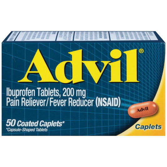 Advil Caplets – 200mg Ibuprofen Pain & Fever Relief, Fast-Acting, 50 Ct