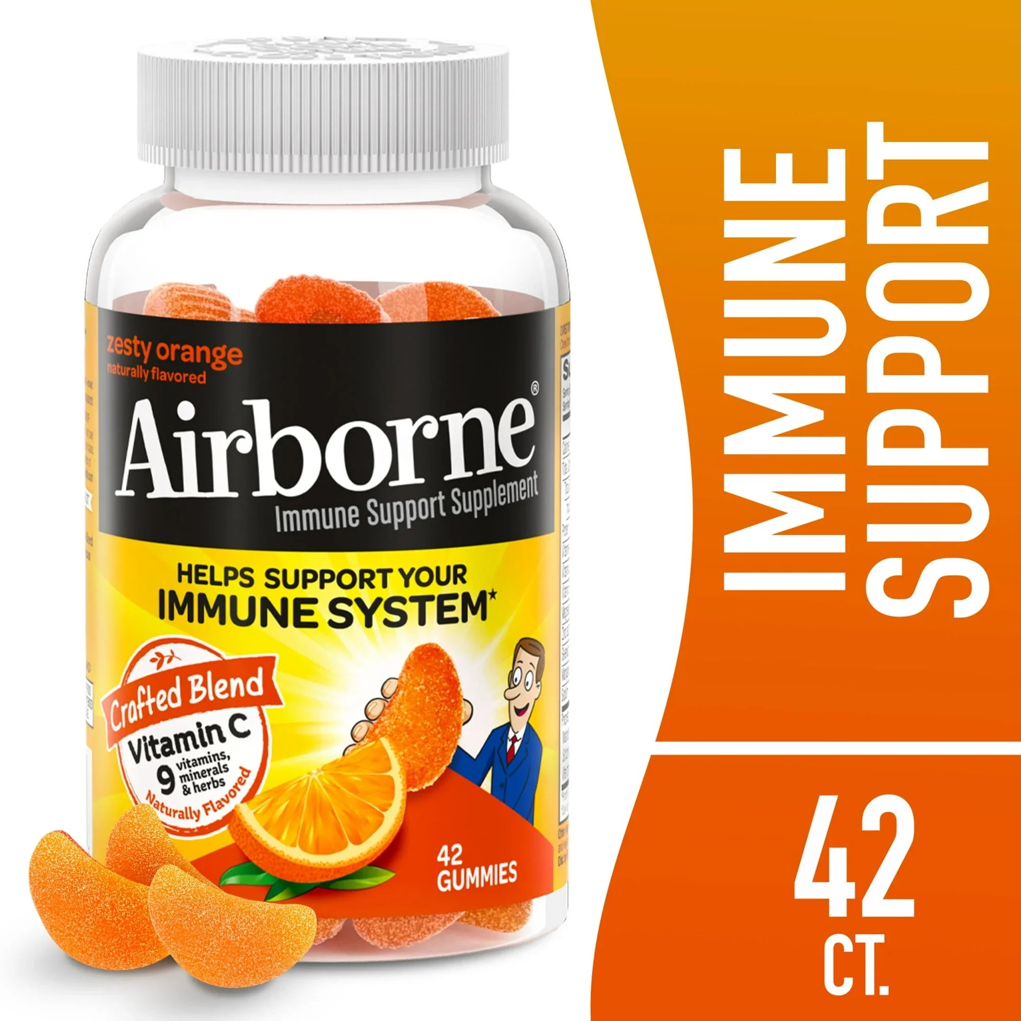 Airborne Immune Support Gummies 750mg Vitamin C, Orange Flavor, 42 Ct - Exotic Pro
